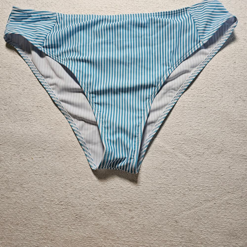 Shein XL Blue White Stripe Bikini Halter Swimwear Beach Vacation Pool Nautical - Picture 5 of 10